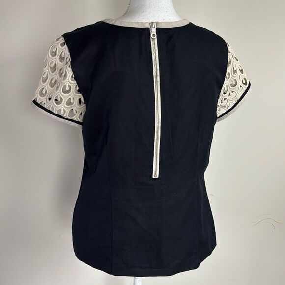 Mint velvet linen cotton blend Black and Cream Top Womens Size 14 with lining. - Picture 9 of 14